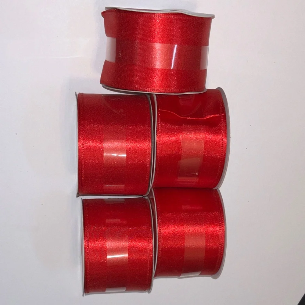 Red Satin Ribbon Rolls - 5 Pack NEW Red Satin Ribbon Wide 20ft Wide Red Satin
